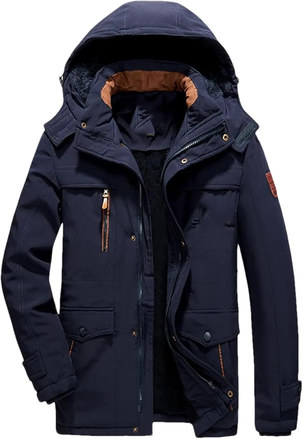 Men's Thicken Winter Coats Outdoor Warm Hooded Jacket Tactical Fleece Thermal Windbreaker