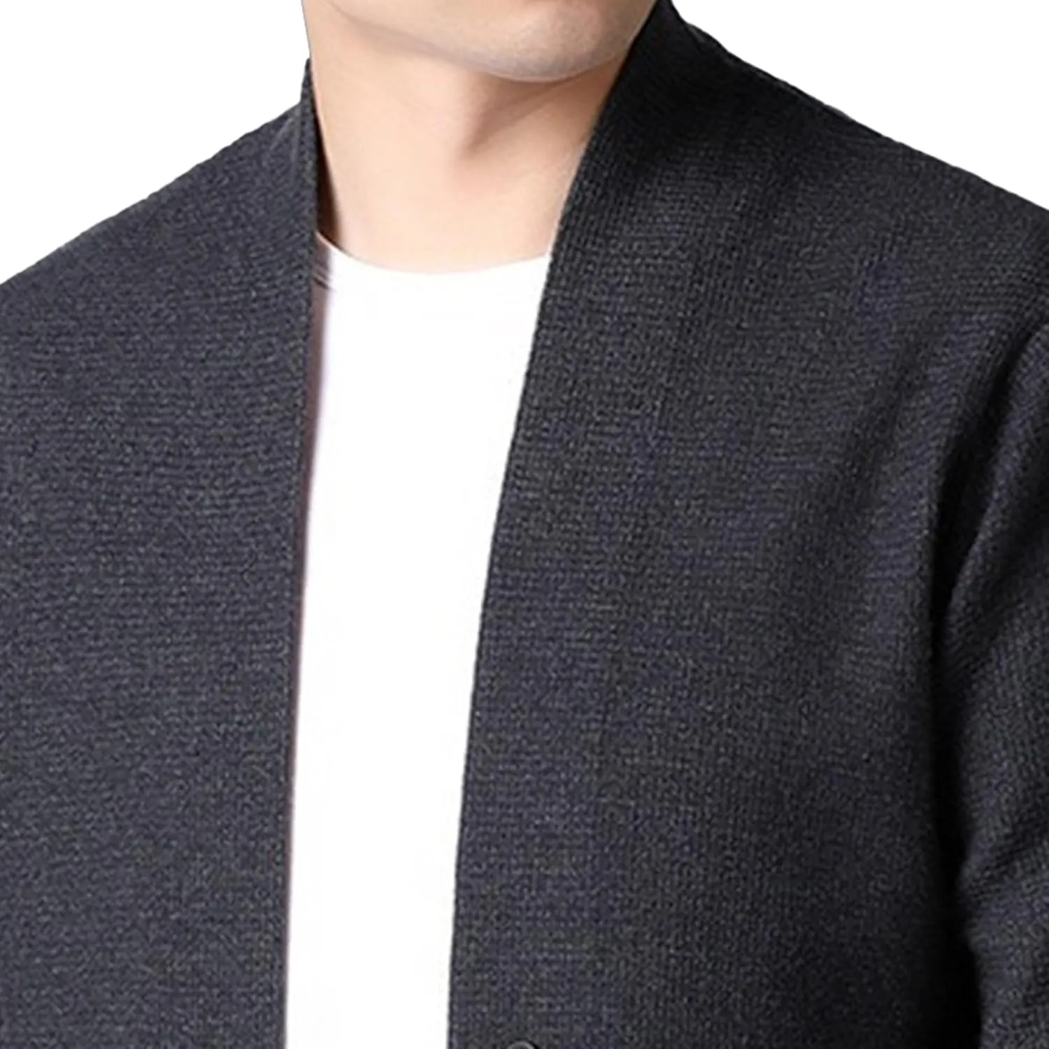 Men's V Neck Rib Knit Open Sweater Lightweight Button Down Knitted Cardigan Solid Slim Fit Knitwear Outerwear