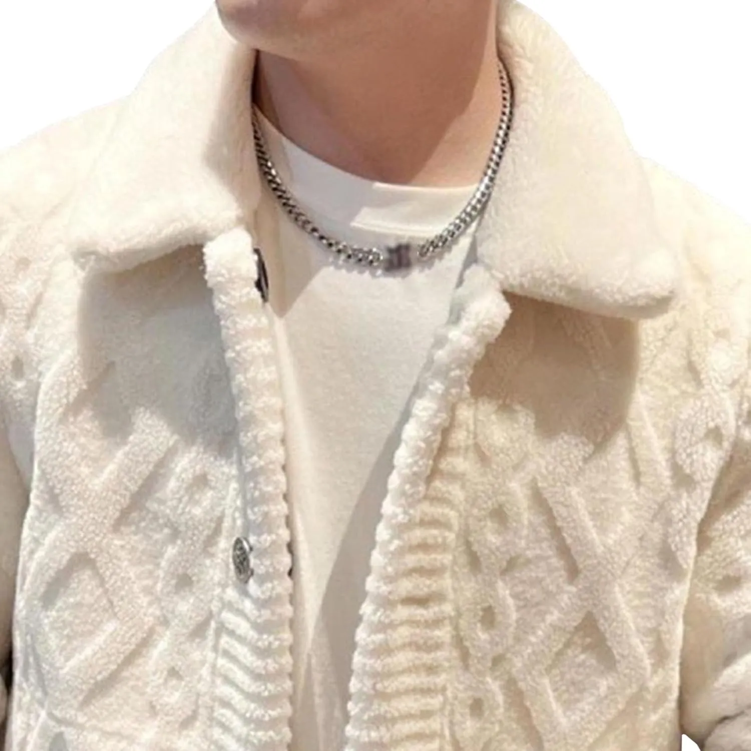 Men's Vintage Lapel Neck Cardigan Loose Fit Cable Knitted Jacket Button Down Knitwear with Pocket