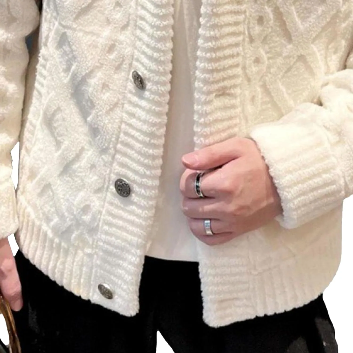 Men's Vintage Lapel Neck Cardigan Loose Fit Cable Knitted Jacket Button Down Knitwear with Pocket