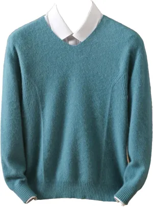 Men's Winter Basic V-Neck Sweater Long Sleeve Knit Pullover Sweaters Soft Lightweight Casual Tops