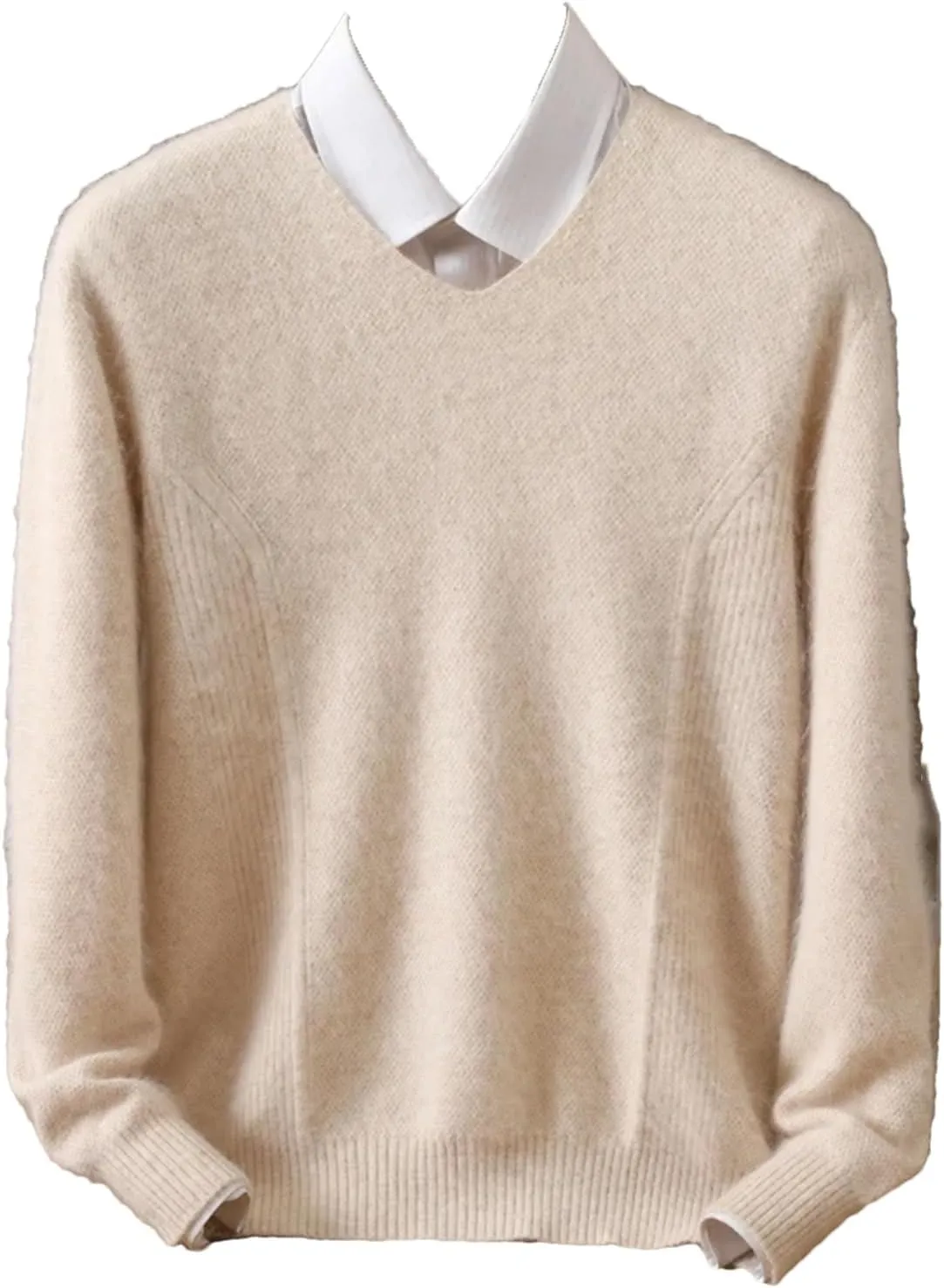 Men's Winter Basic V-Neck Sweater Long Sleeve Knit Pullover Sweaters Soft Lightweight Casual Tops