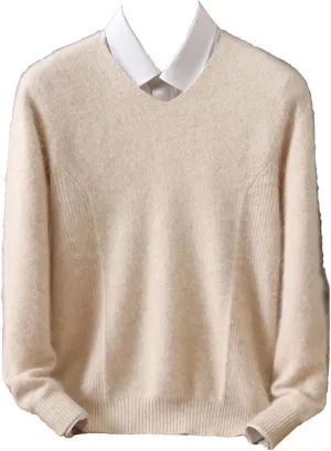 Men's Winter Basic V-Neck Sweater Long Sleeve Knit Pullover Sweaters Soft Lightweight Casual Tops
