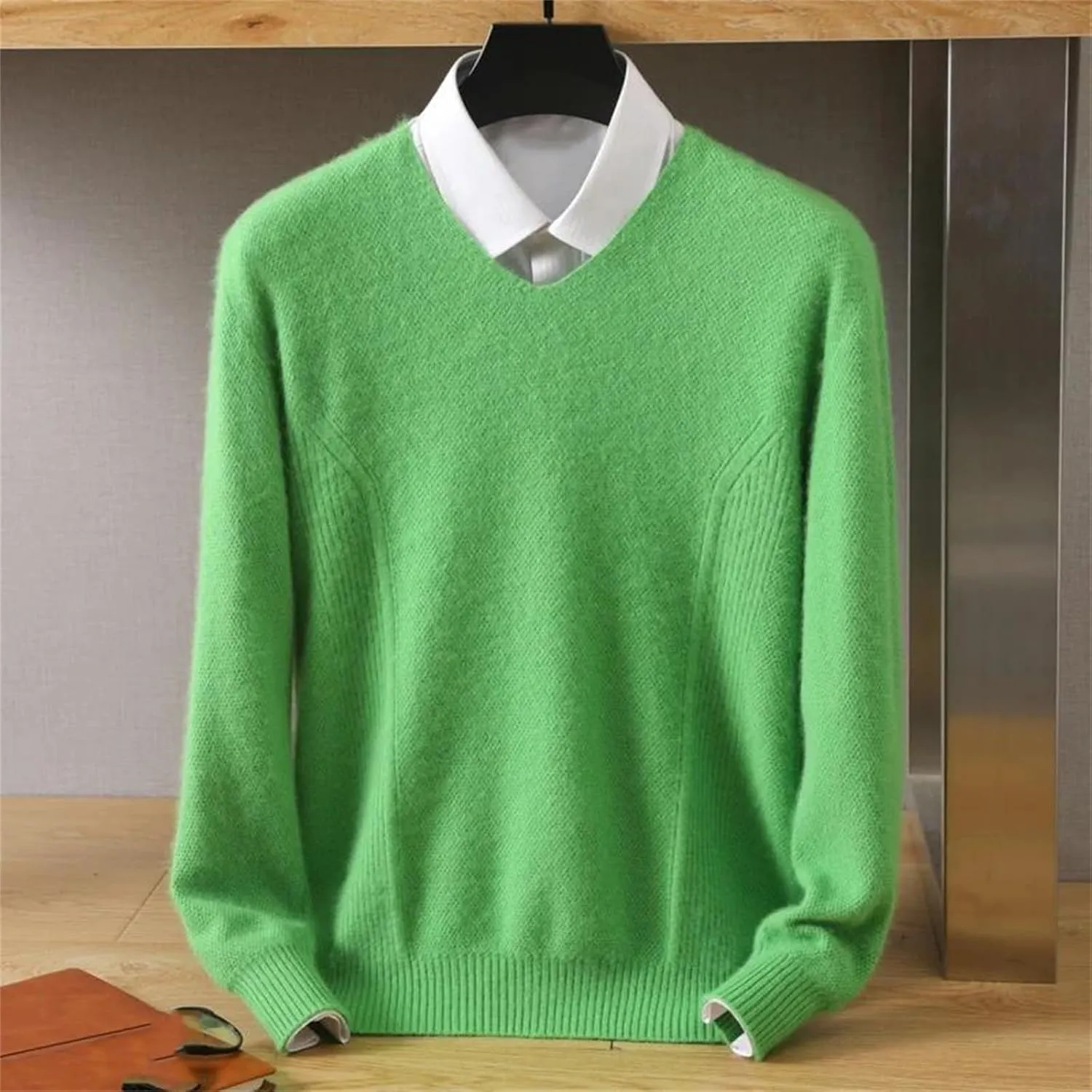 Men's Winter Basic V-Neck Sweater Long Sleeve Knit Pullover Sweaters Soft Lightweight Casual Tops