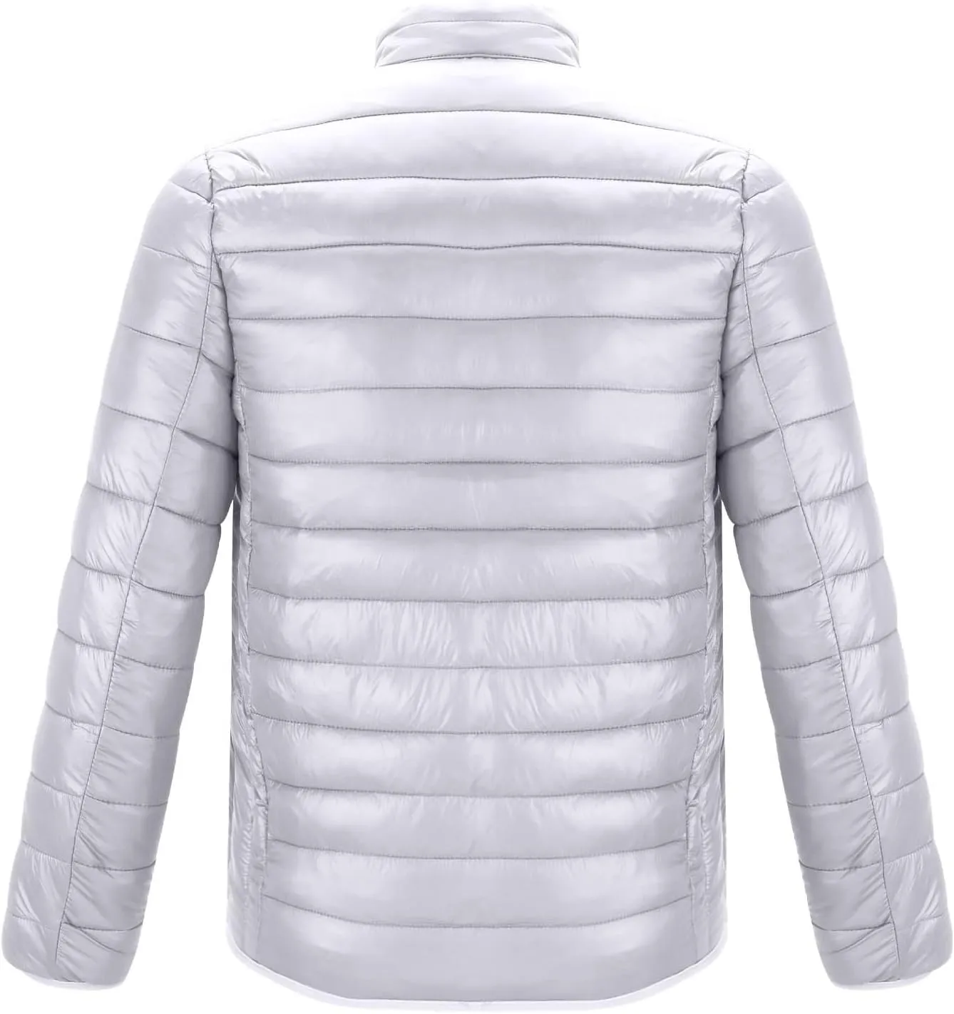 Mens Winter Puffer Jacket Full Zip Quilted Warm Packable Down Coats Lightweight Plus Size Puffy Stand Collar Jackets