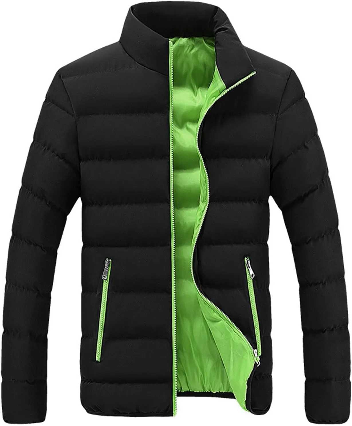 Mens Winter Puffer Jackets Lightweight Warm Down Coat Full Zip Jacket Quilted Insulated Outerwear Warm Puffy Jackets