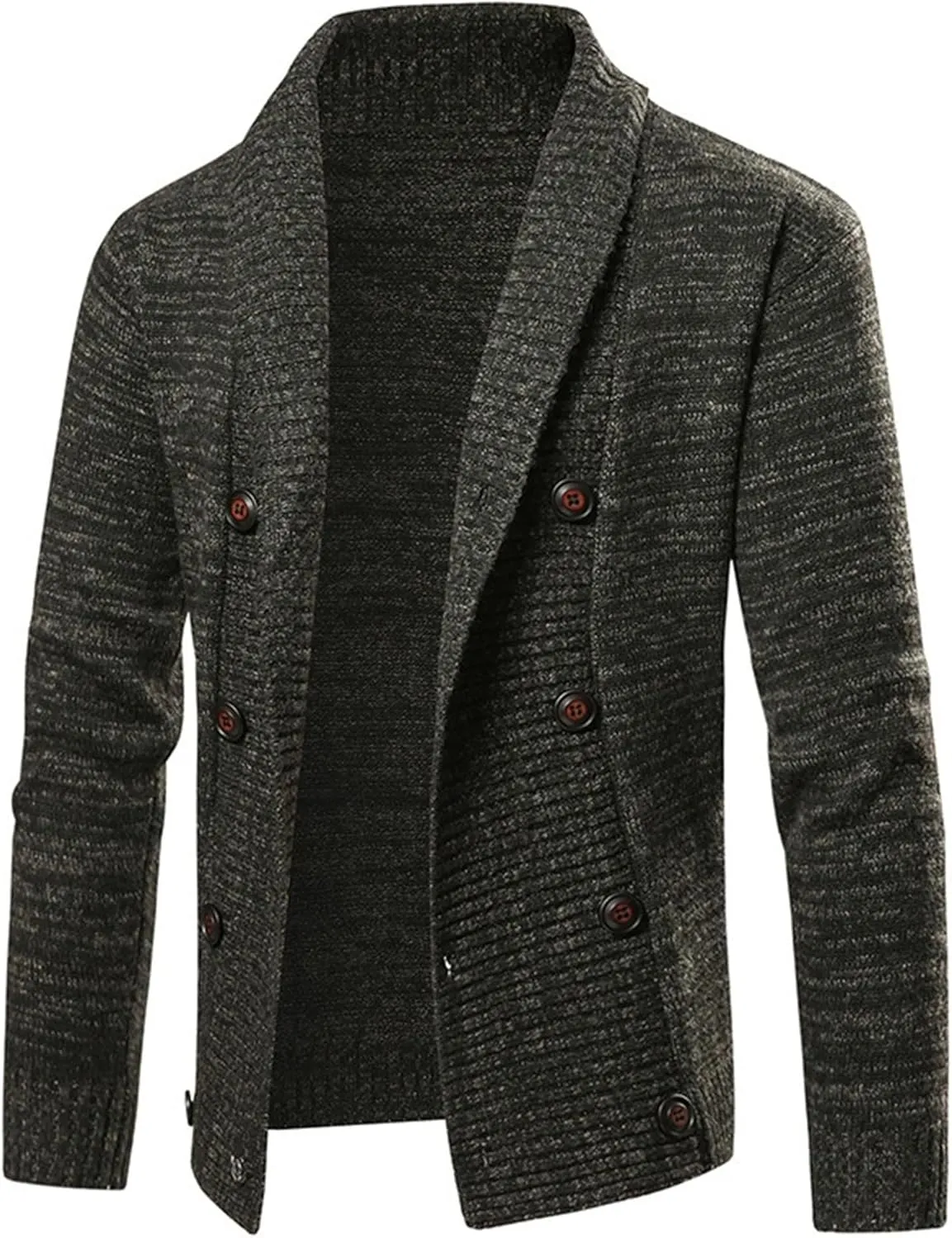 Men'sDouble Breasted Cable Knit Sweater Button Down Shawl Collar Cardigans Chunky Comfortable Knit Cardigan