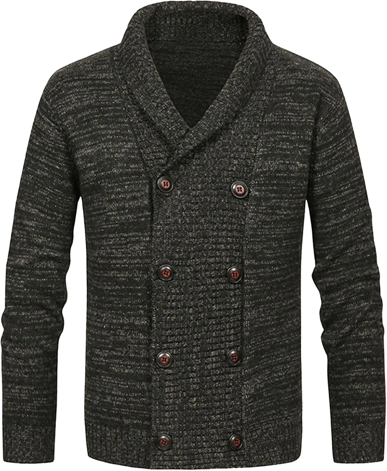 Men'sDouble Breasted Cable Knit Sweater Button Down Shawl Collar Cardigans Chunky Comfortable Knit Cardigan