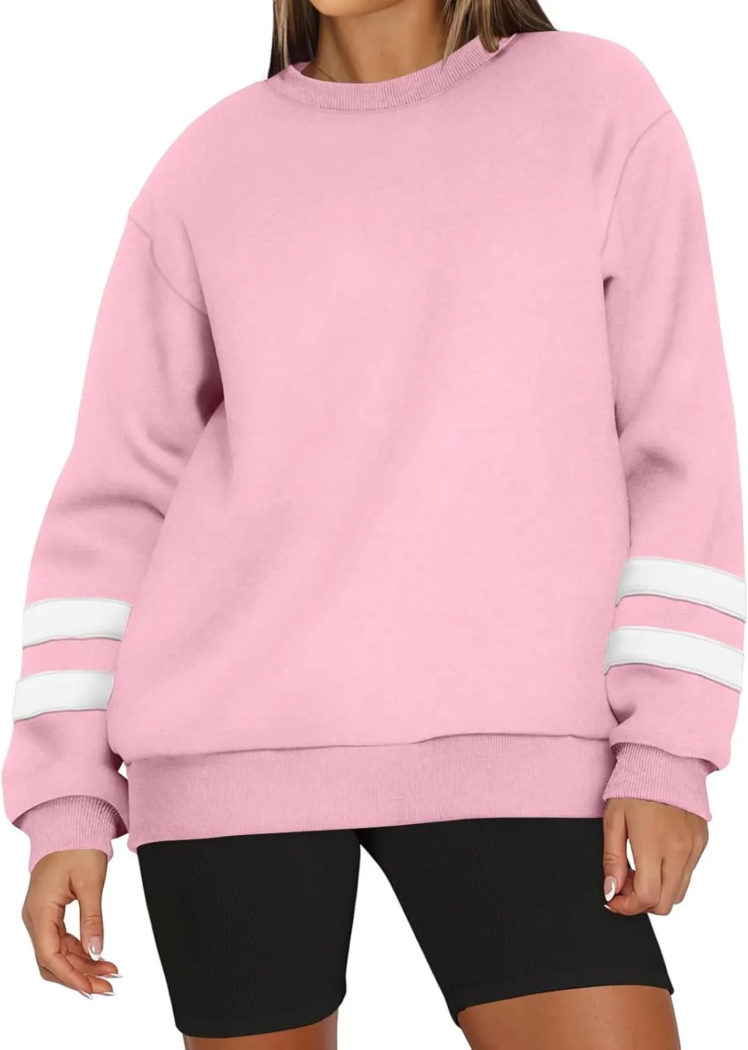 midelxp Womens Plus Size Sweatshirts Color Block Oversized Crewneck Sweatshirts Winter Warm Fleece Pullover Cute Fall Outfits