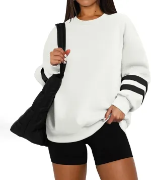 midelxp Womens Plus Size Sweatshirts Color Block Oversized Crewneck Sweatshirts Winter Warm Fleece Pullover Cute Fall Outfits