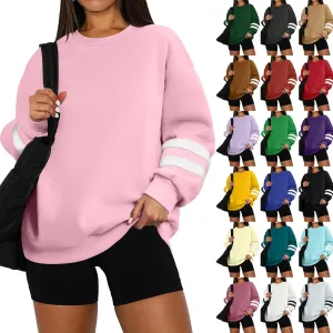 midelxp Womens Plus Size Sweatshirts Color Block Oversized Crewneck Sweatshirts Winter Warm Fleece Pullover Cute Fall Outfits