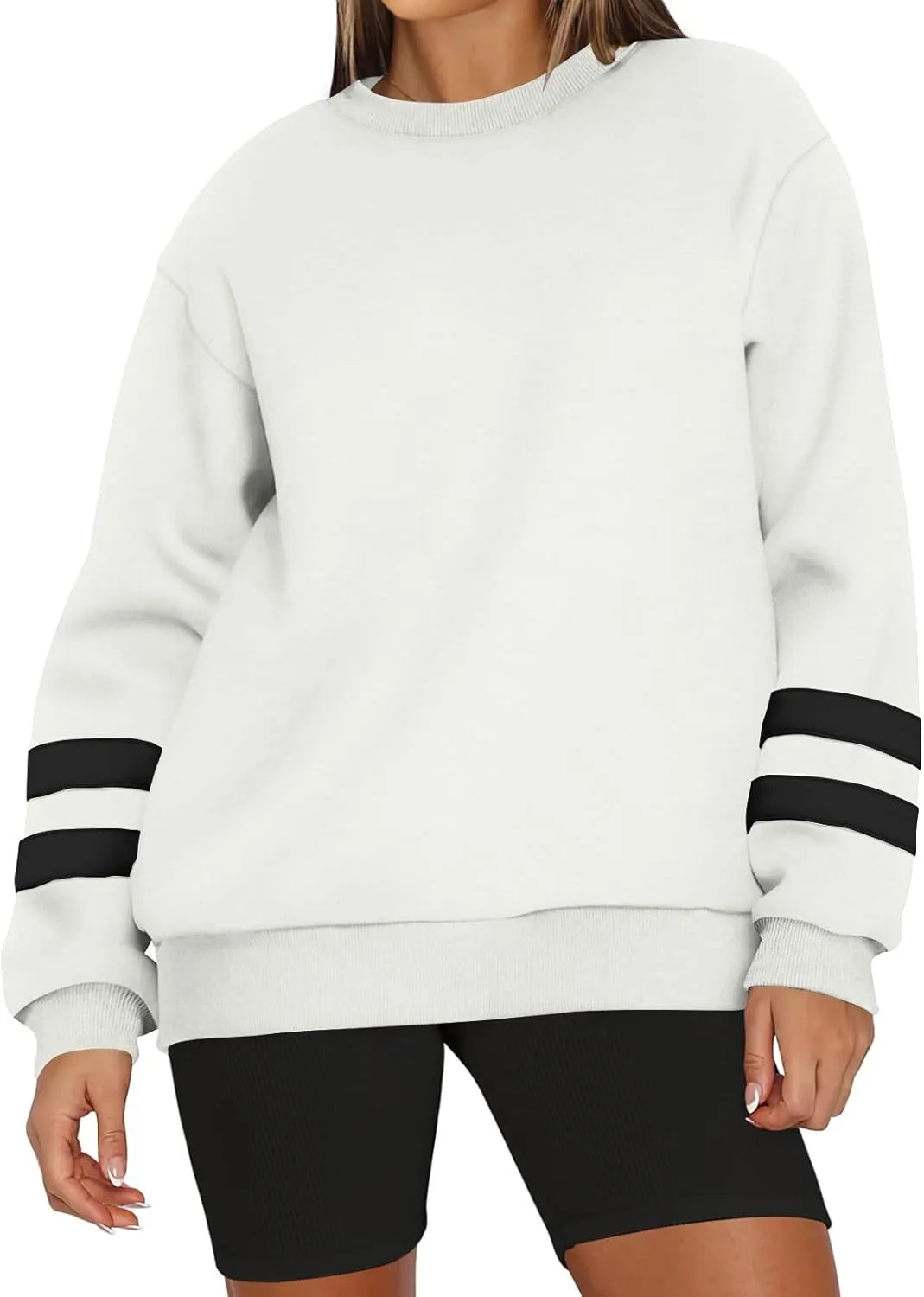 midelxp Womens Plus Size Sweatshirts Color Block Oversized Crewneck Sweatshirts Winter Warm Fleece Pullover Cute Fall Outfits