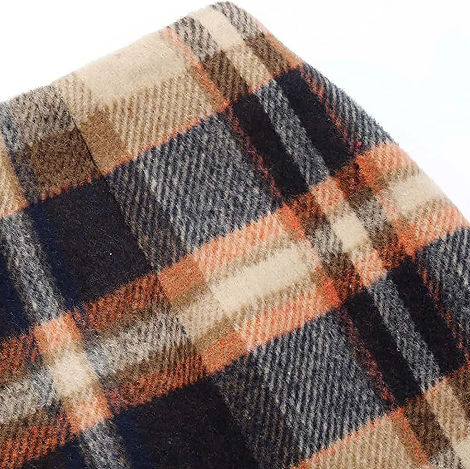 Midi Plaid Skirts for Women High Waisted Knee Length Wool Skirt 2024 Trendy Slim Fit Fall Winter Bodycon Wrap Skirt