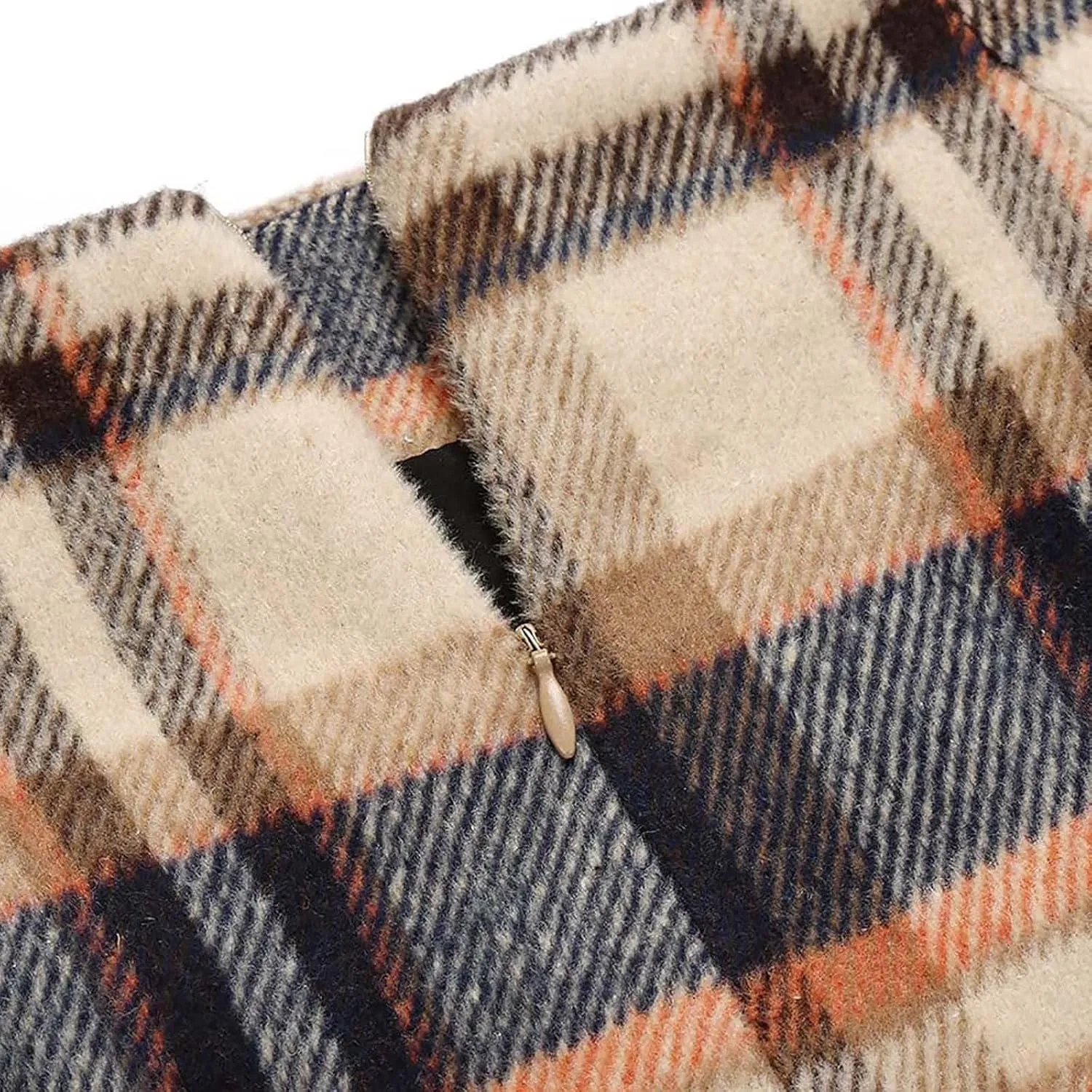 Midi Plaid Skirts for Women High Waisted Knee Length Wool Skirt 2024 Trendy Slim Fit Fall Winter Bodycon Wrap Skirt