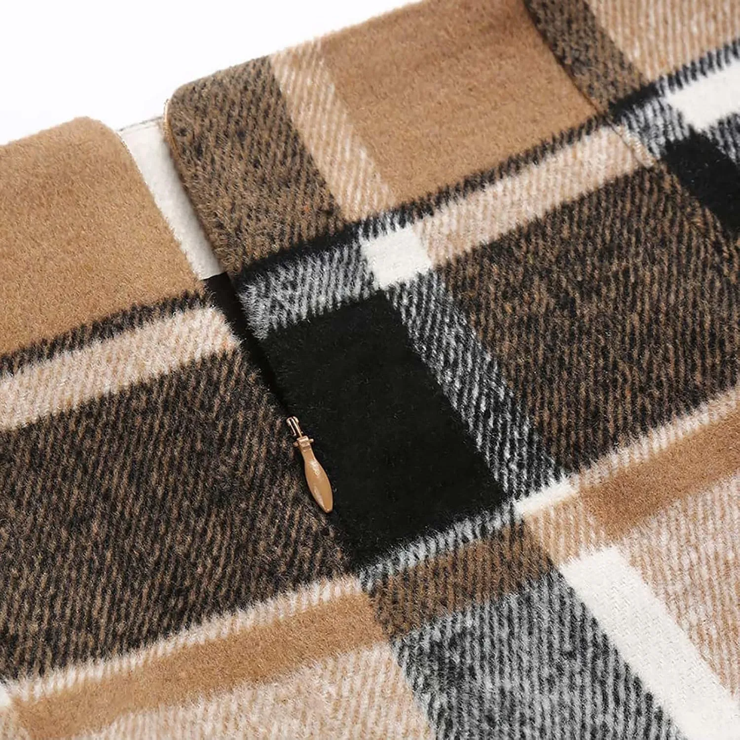 Midi Plaid Skirts for Women High Waisted Knee Length Wool Skirt 2024 Trendy Slim Fit Fall Winter Bodycon Wrap Skirt
