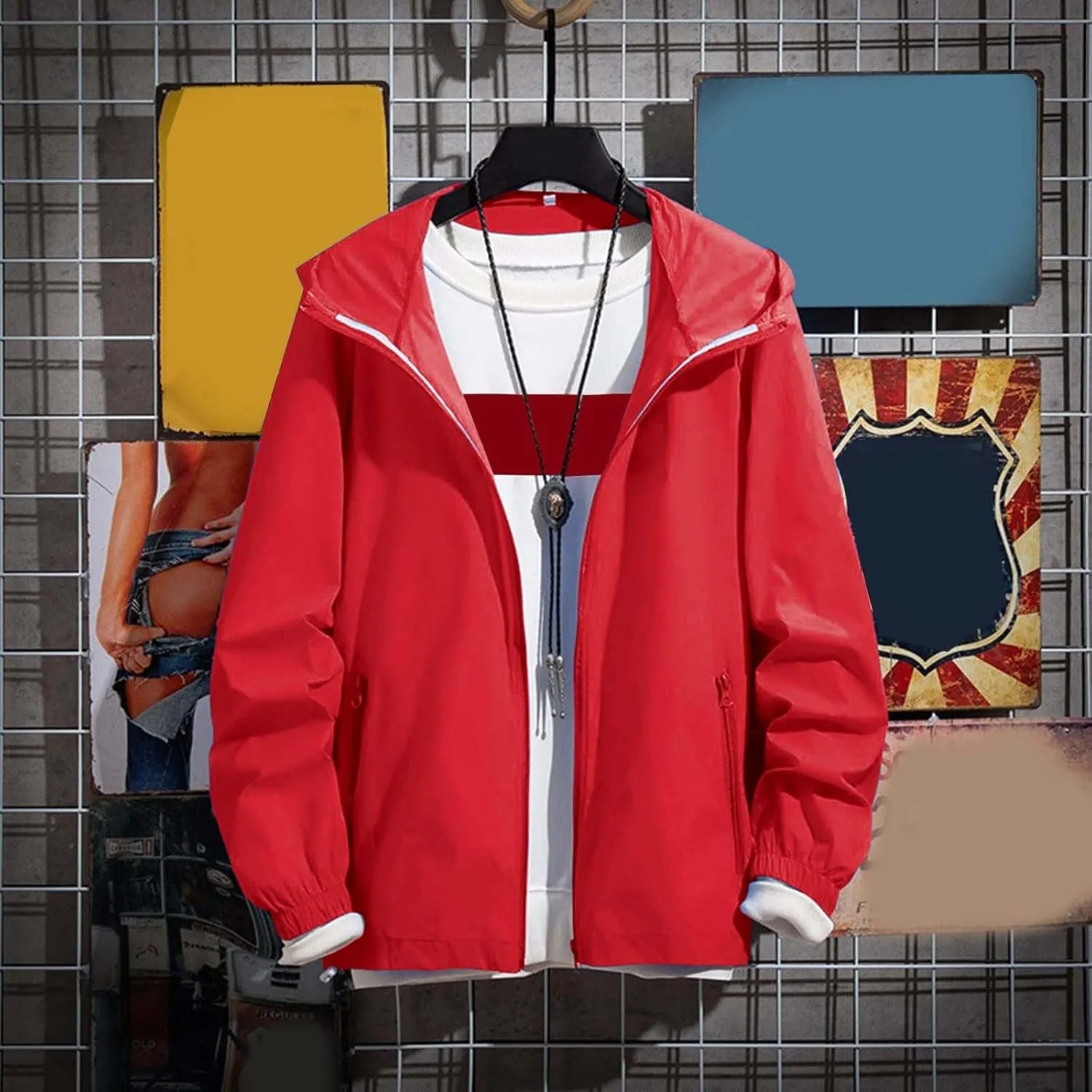 MIDOO Lightweight Jackets for Men Hoodie Casual Full Zip Long Sleeve Hooded Sweatshirt Athletic Sports Hiking Jacket Coats
