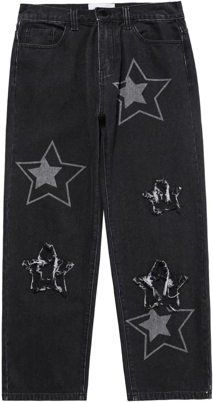 MIDOO Mens Jeans Slim Fit Wide Leg Casual Straight Leg Jeans Trend Fashion Denim Pants Low Rise Skinny Jean Trousers