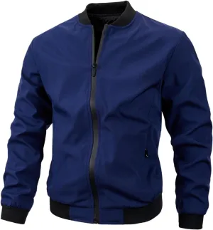 MIDOO Mens Zip Up Fleece Jacket No Hood Fashion Casual Soild Color Zipper Long Sleeve Pocket Coat Top Coats for Men Tall