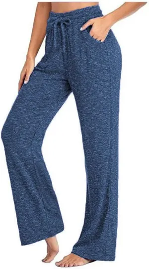 Muyise Womens Comfy Lounge Pants Loose Yoga Pants Wide Leg Casual Lightweight Drawstring Palazzo Pajama Pants with Pockets