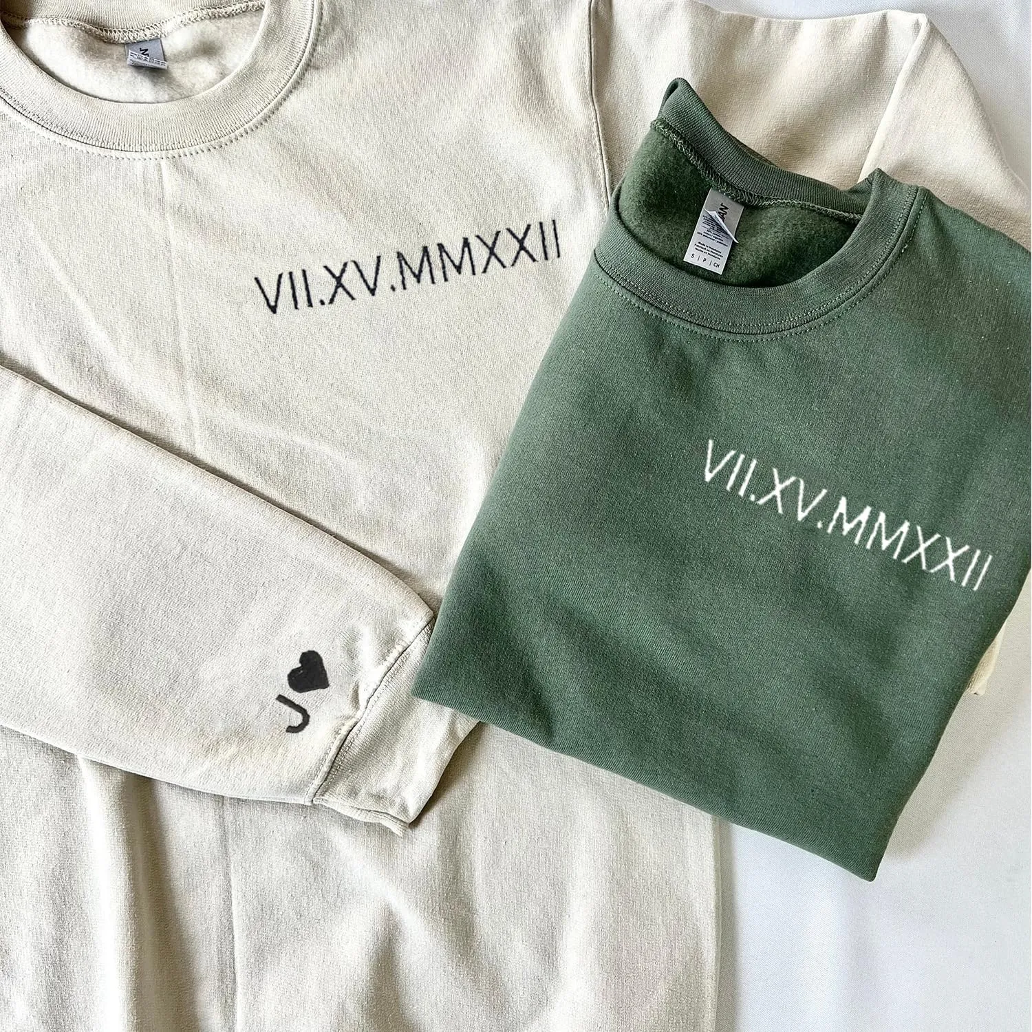 NAZENTI Custom Embroidered Roman Numeral Sweatshirts, Matching Sweatshirts for Couples, Christmas Valentines Gift for Him Her