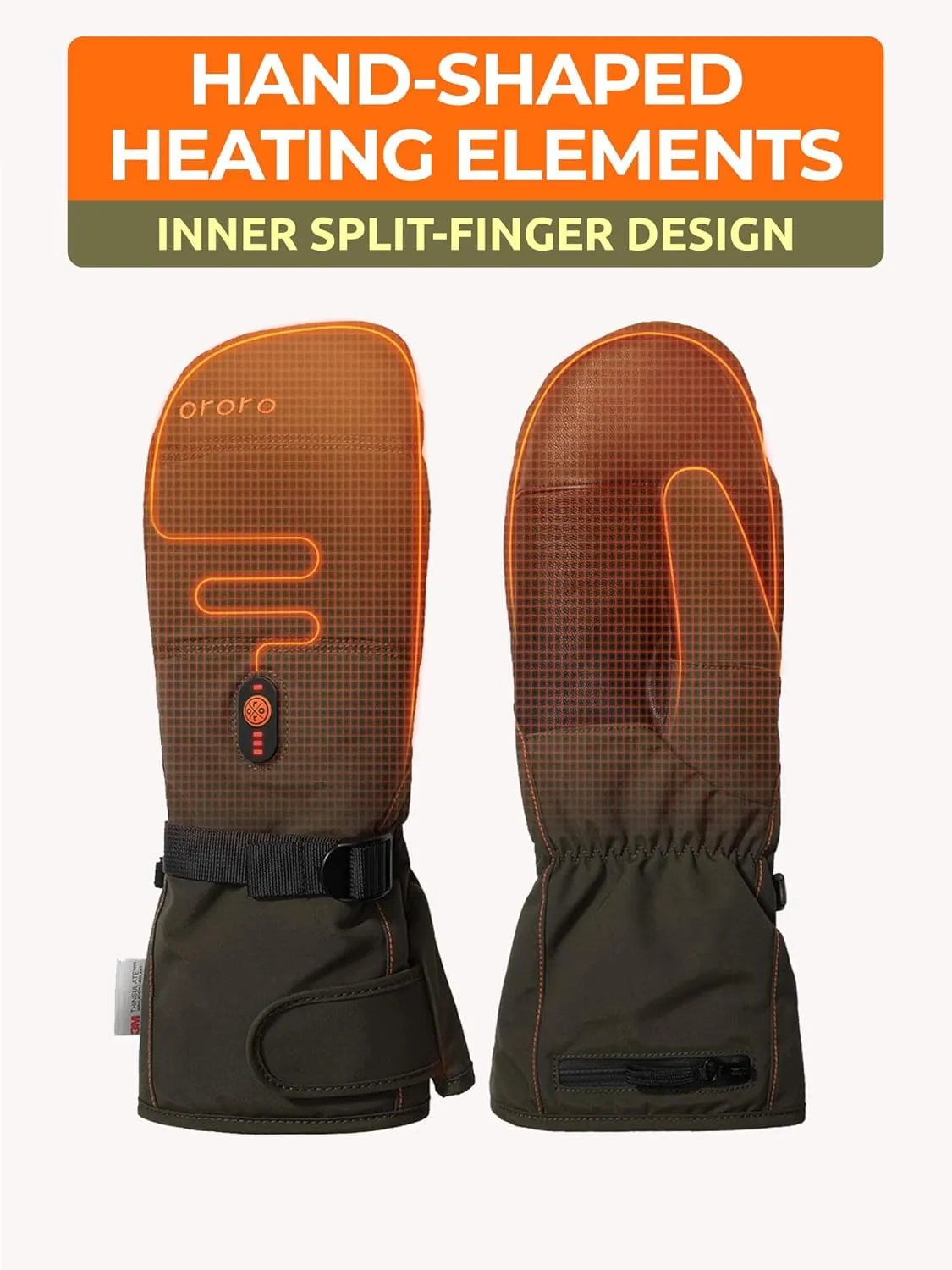 ORORO Heated Mittens for Women Men Heated Gloves (Charger Not Included)