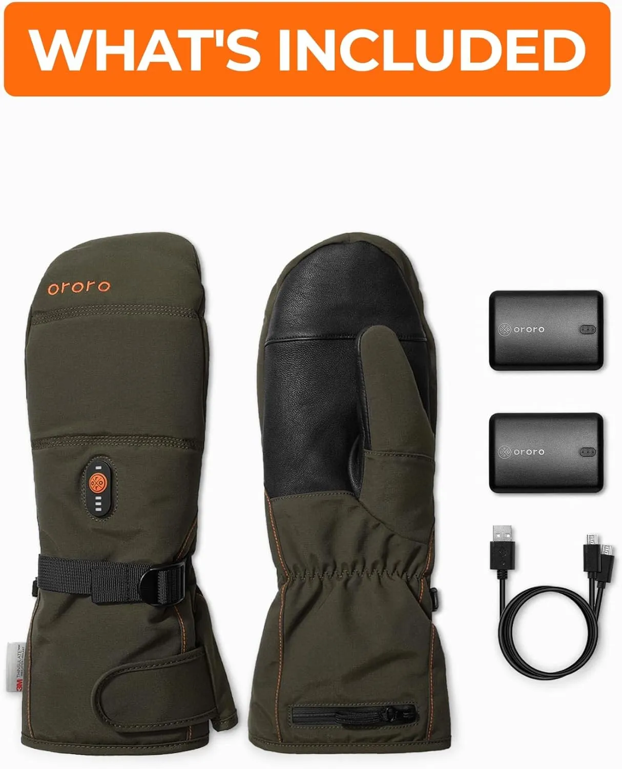ORORO Heated Mittens for Women Men Heated Gloves (Charger Not Included)