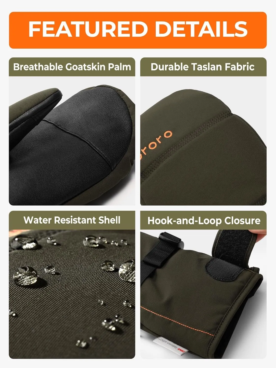 ORORO Heated Mittens for Women Men Heated Gloves (Charger Not Included)