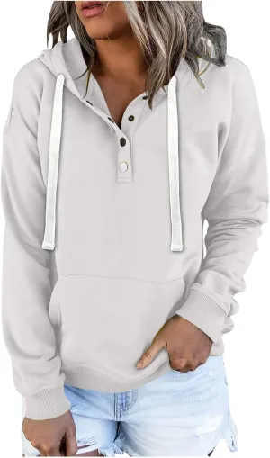 Oversized Crop Hoodies For Women Cute Teen Girls y2k Clothes Long Sleeve Hooded Sweatshirts Casual Button Down Tops