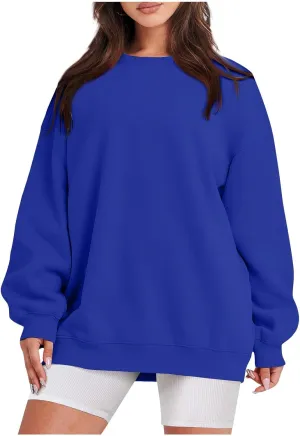 Oversized Sweatshirt for Women Fleece Hoodie Crewneck Sweatshirts Long Sleeve Drop Shoulder Pullover Casual Tops