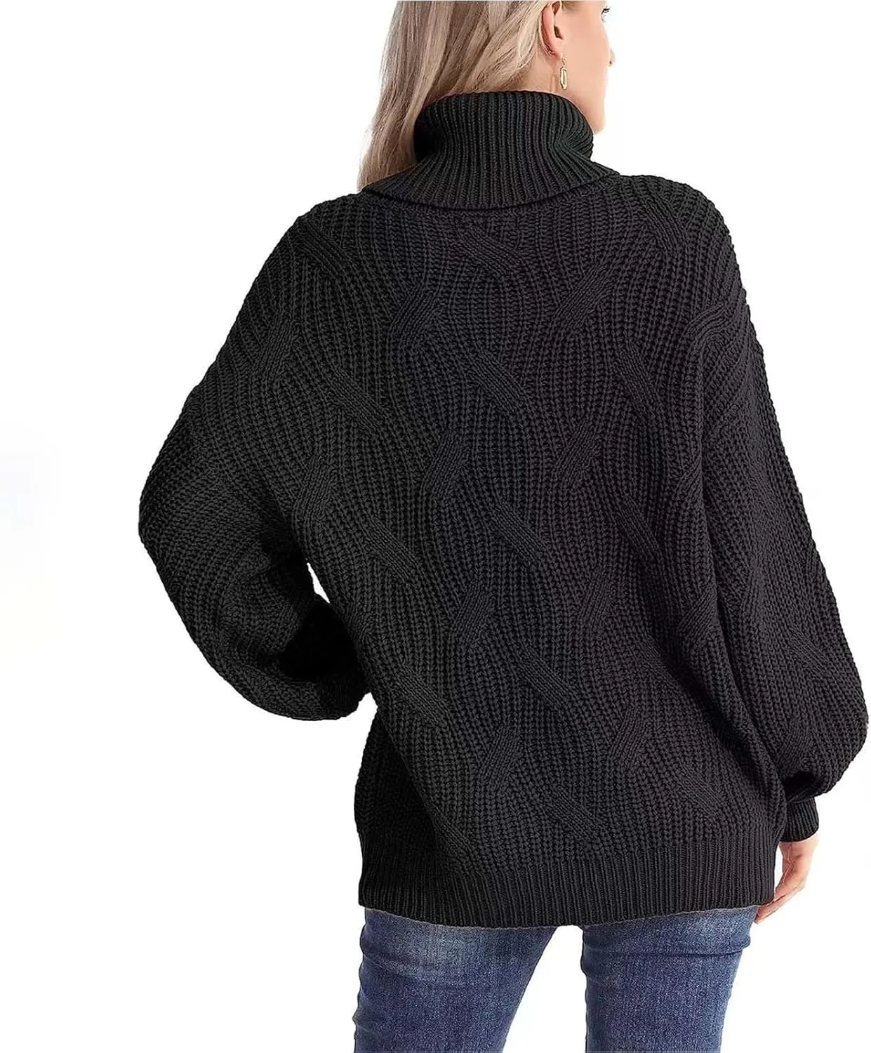Oversized Turtleneck Sweaters for Women Casual Loose Chunky Knitted Pullovers Winter Fashion High Neck Sweater Tops