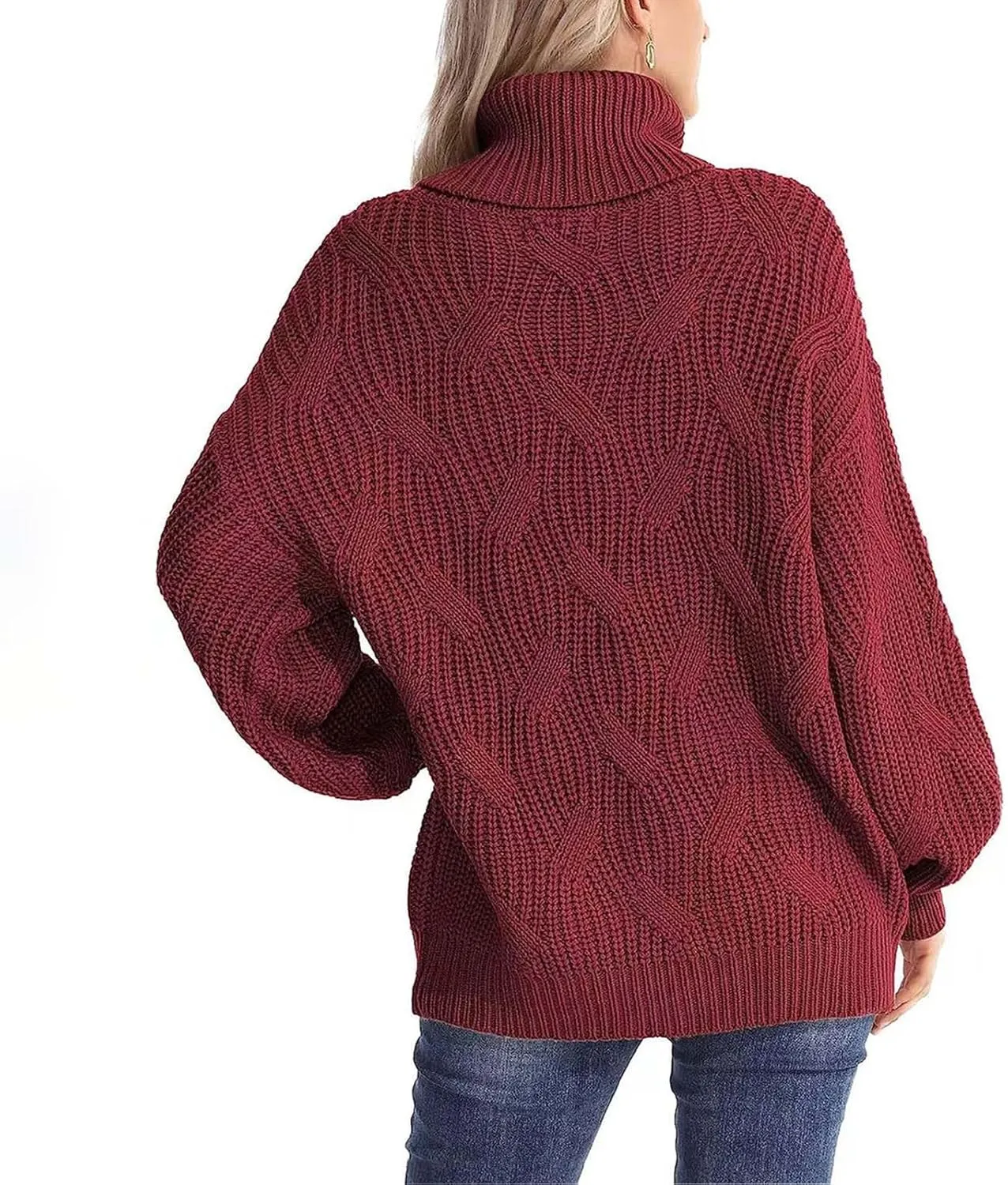Oversized Turtleneck Sweaters for Women Casual Loose Chunky Knitted Pullovers Winter Fashion High Neck Sweater Tops
