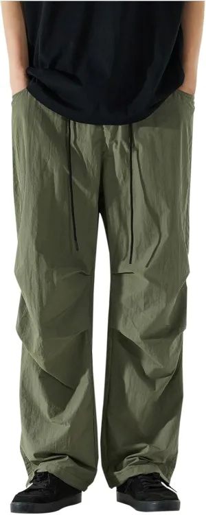 Pants for Mens Elastic Waist Drawstring Straight Leg Trouser Loose Fit Lightweight Casual Yoga Trousers with Pockets