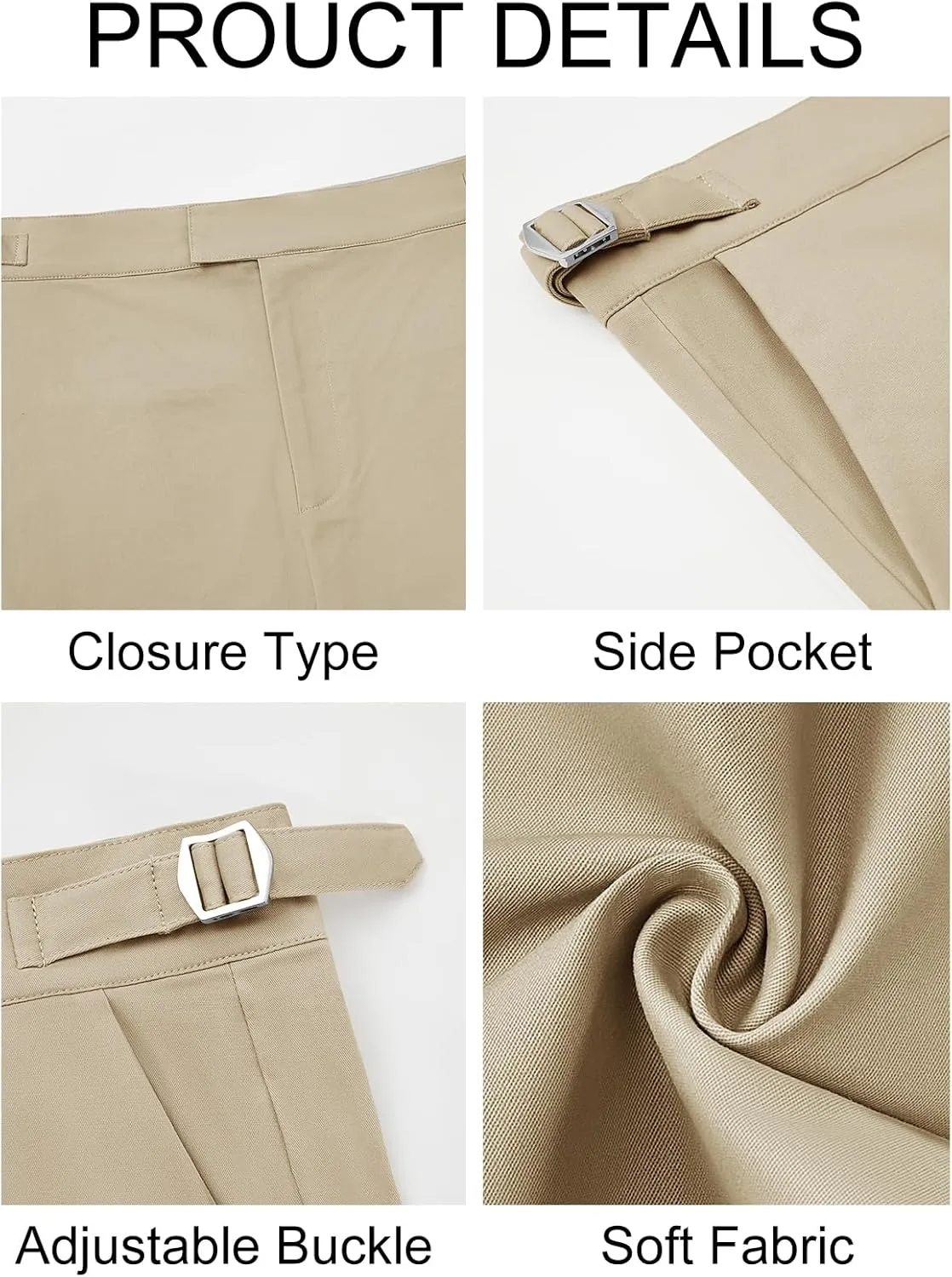 PASLTER Mens Chinos Pants Slim Fit Stretch Flat-Front Skinny Dress Suit Pants Cotton Slacks
