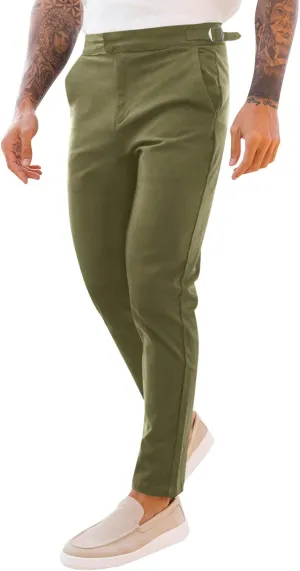 PASLTER Mens Chinos Pants Slim Fit Stretch Flat-Front Skinny Dress Suit Pants Cotton Slacks