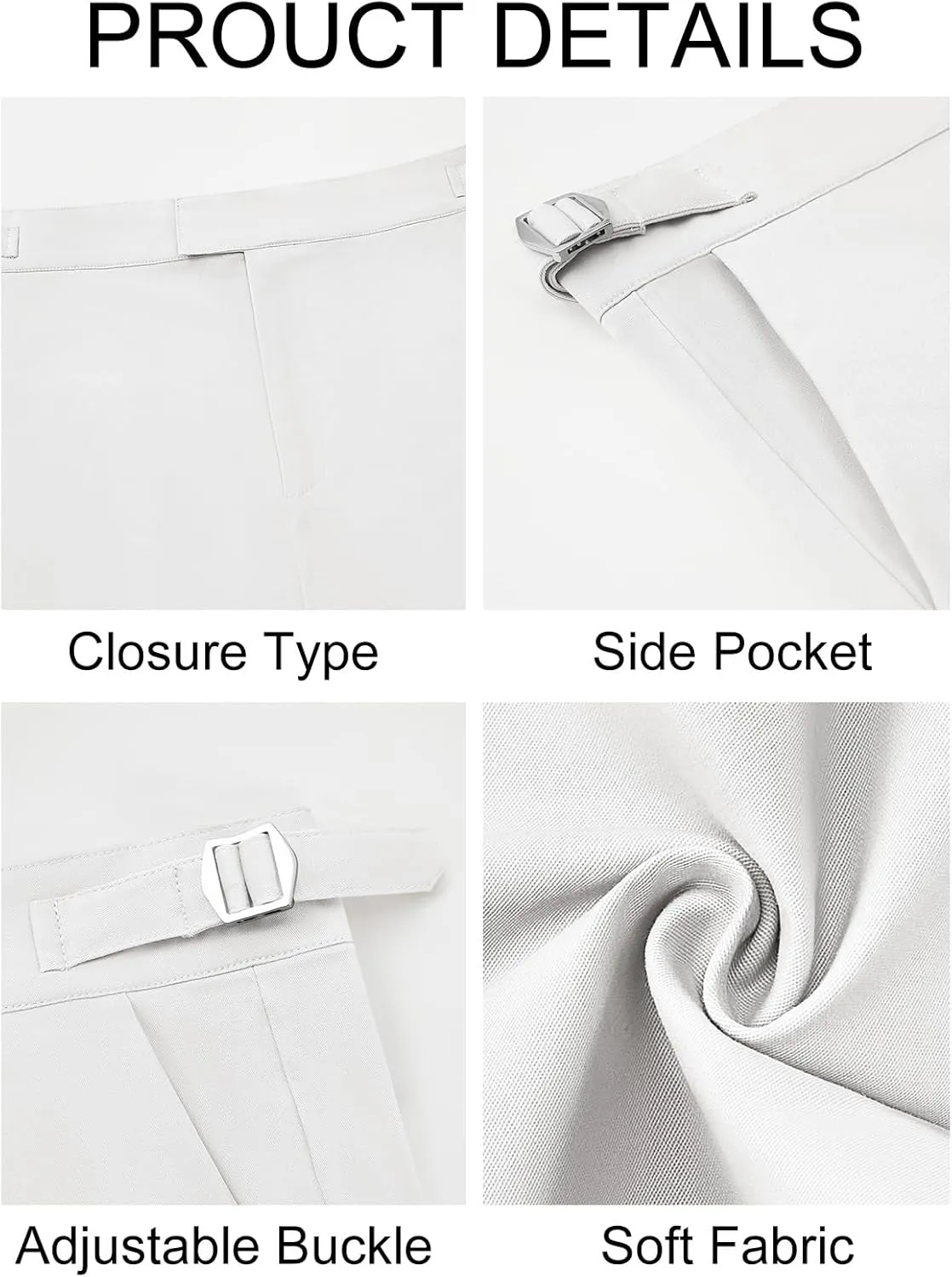 PASLTER Mens Chinos Pants Slim Fit Stretch Flat-Front Skinny Dress Suit Pants Cotton Slacks