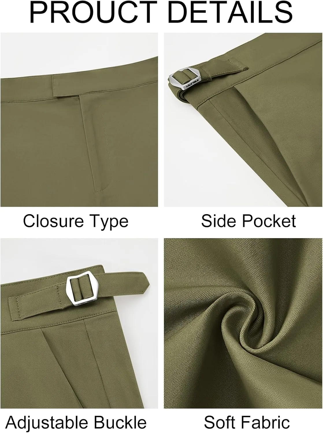 PASLTER Mens Chinos Pants Slim Fit Stretch Flat-Front Skinny Dress Suit Pants Cotton Slacks