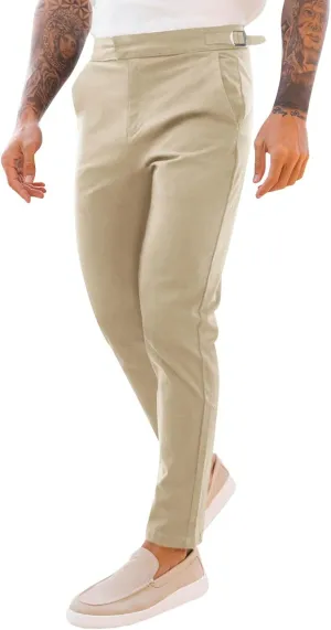 PASLTER Mens Chinos Pants Slim Fit Stretch Flat-Front Skinny Dress Suit Pants Cotton Slacks
