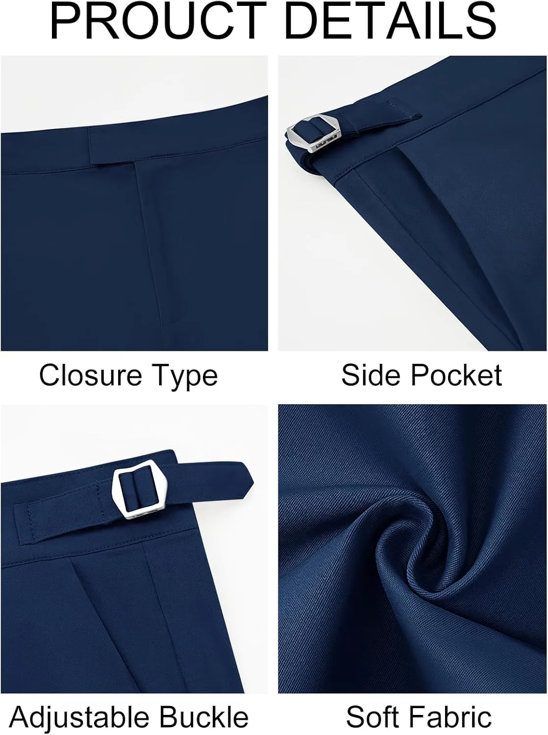 PASLTER Mens Chinos Pants Slim Fit Stretch Flat-Front Skinny Dress Suit Pants Cotton Slacks