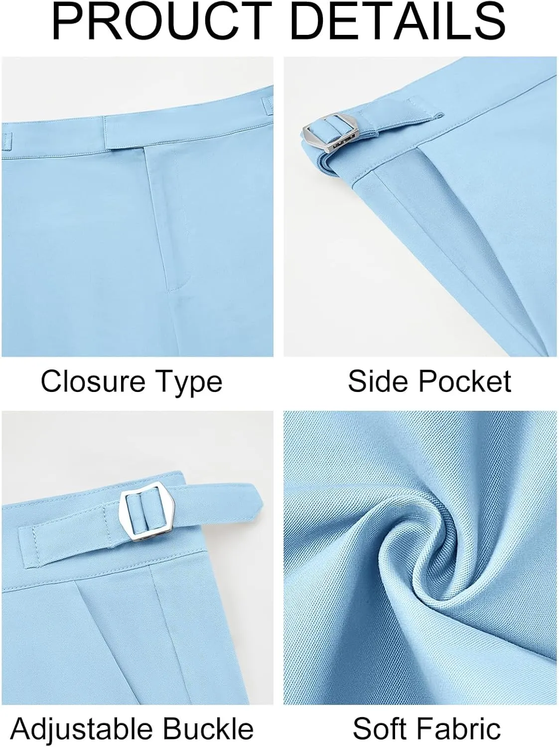 PASLTER Mens Chinos Pants Slim Fit Stretch Flat-Front Skinny Dress Suit Pants Cotton Slacks