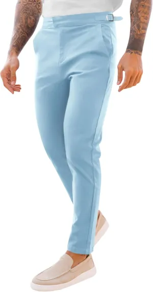 PASLTER Mens Chinos Pants Slim Fit Stretch Flat-Front Skinny Dress Suit Pants Cotton Slacks