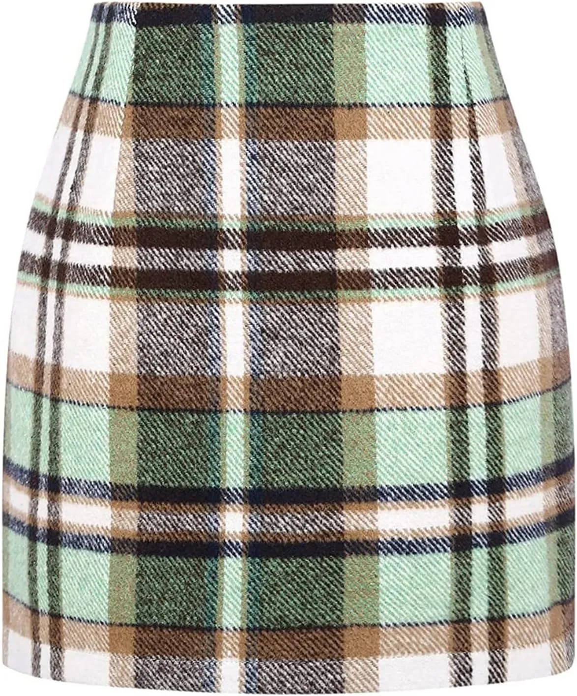Pencil Skirt for Women Plaid Casual High Waisted Bodycon Mini Skirt Vintage Wool Tweed Plaid Mini Skirt