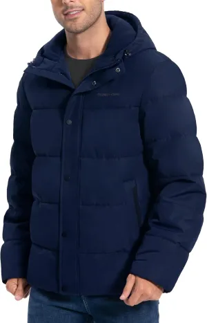 Pioneer Camp Mens Winter Coat Warm Winter Puffer Jacket Waterproof Thicken Insulated Windproof Hooded Down Quilted Coat