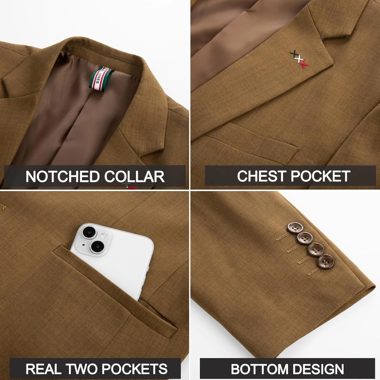 PJ PAUL JONES Mens Blazers Sport Coats Casual Lightweight Two Button Business Suit Jackets