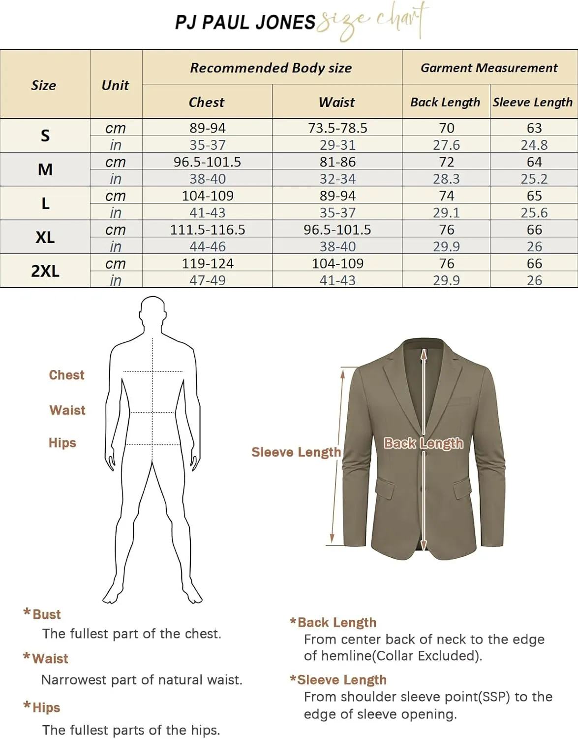 PJ PAUL JONES Men's Casual Blazer Suit Jackets Two Button Stretch Lightweight Sport Coats
