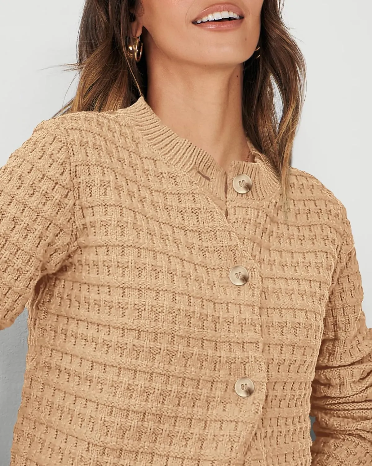 PRETTYGARDEN Women's Knit Cardigan Sweaters Casual Long Sleeve Open Front Button Down Trendy Jackets Outerwear