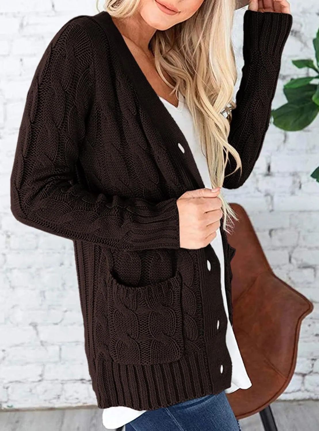 PRETTYGARDEN Women's Open Front Cardigan Sweaters Fall Fashion Button Down Cable Knit Chunky Winter Outerwear Coats