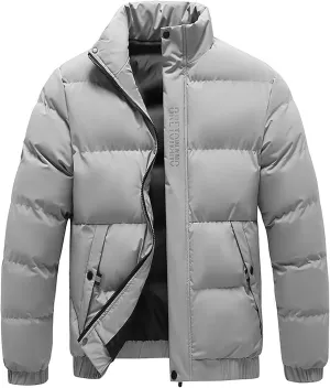 Puffer Jacket Men with Hood Warm Insulated Lightweight Hooded Down Coats Outdoor Winter Windproof Waterproof Jackets Mens Puffer Jacket Winter(ZA-Grey,4X-Large)