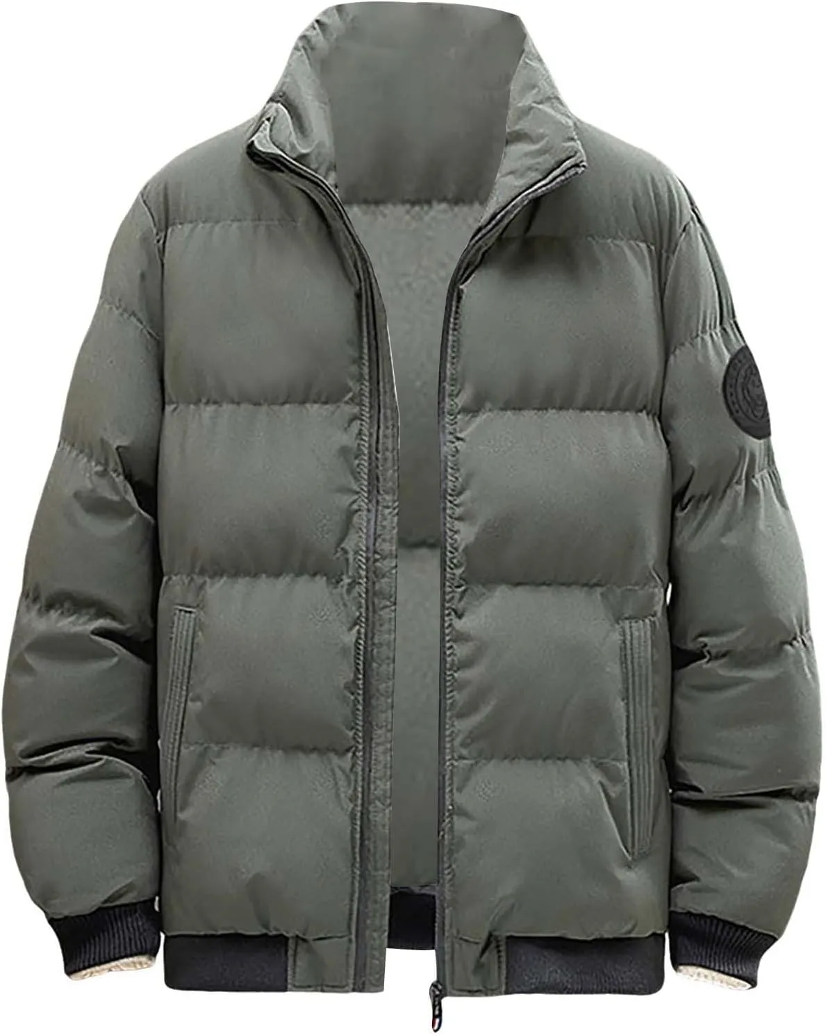 Puffer Jacket Men with Hood Warm Insulated Lightweight Hooded Down Coats Outdoor Winter Windproof Waterproof Jackets Puffer Jacket Men Big and Tall(ZC-Green,XX-Large)