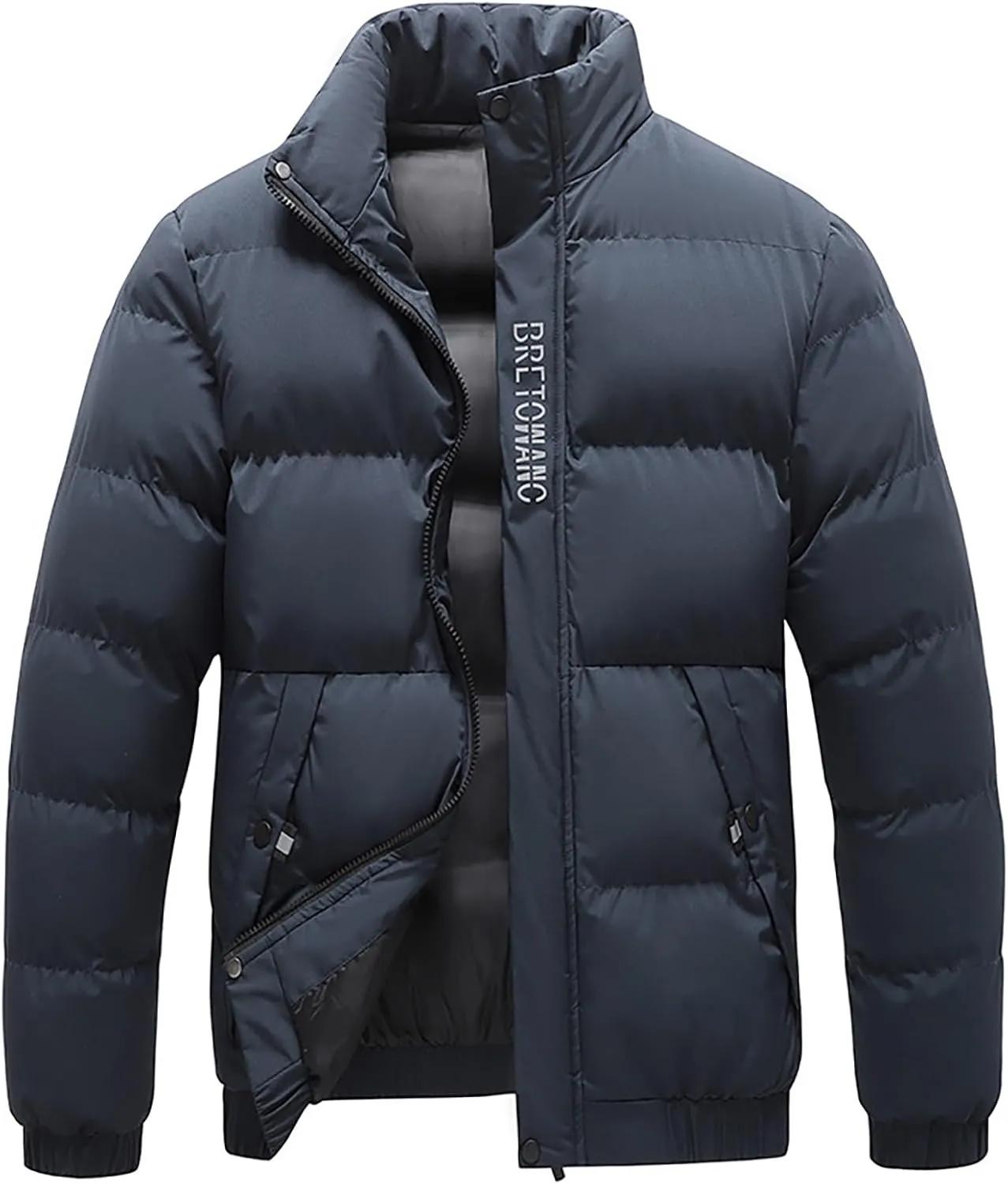Puffer Jacket Men with Hood Warm Insulated Lightweight Hooded Down Coats Outdoor Winter Windproof Waterproof Jackets Zip up Jacket Lightweight Men Puffer(ZA-Blue,3X-Large)
