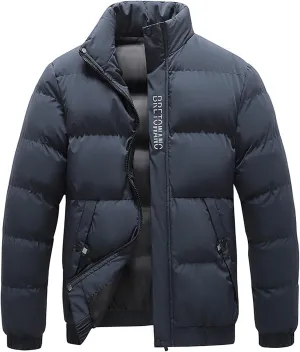 Puffer Jacket Men with Hood Warm Insulated Lightweight Hooded Down Coats Outdoor Winter Windproof Waterproof Jackets Zip up Puffer Jacket Men(ZA-Blue,XX-Large)